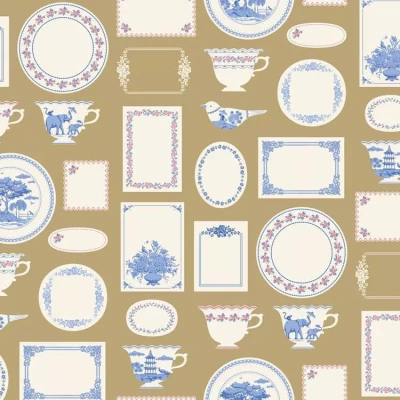 TILDA SOMETHING BLUE LABELS & ORNAMENTS OCHRE